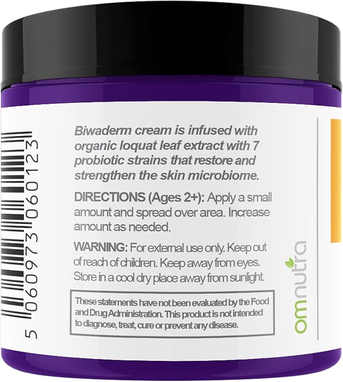 Biwaderm Probiotic Skin Cream - 4OZ Organic Based Topical Probiotics for Skin Care Eczema Treatment Psoriasis Treatment for Folliculitis Treatment Pure Aloe Vera Gel 4oz