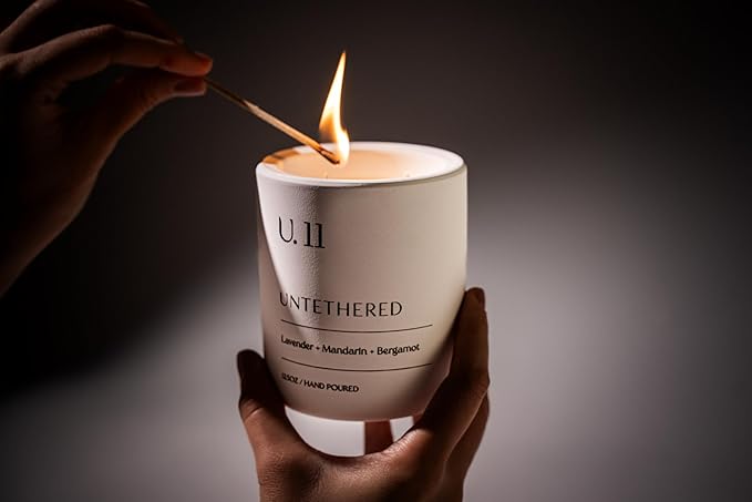 U.11 Luxury Scented Candle – Lavender, Mandarin & Cedarwood | Hand-Poured in USA w/ 100% Natural Coconut & Apricot Wax | Double Wick, Long-Lasting Aromatherapy Candle for Home, Gift & Rest (12.5 oz)