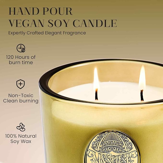M&SENSE Large Two-Wick Soy Candle | Forest Cabin & Green | 19.8 oz, 120H Burn Time | Luxury Scented Candle for Relaxation, Gifting, Home Décor | Ideal for Bedroom, Office, Party Ambiance