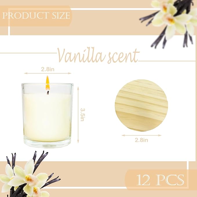 12 Pcs 6 Oz Bulk White Soy Candles,Vanilla Scented Candles Set,Bulk Aromatherapy Candle,Great Stress Relieving Scented Candle for Girls as a Gift for Birthdays, Weddings and More!
