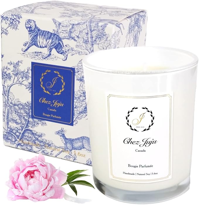 Natural Soy Wax Candle | Peony & Blush Suede | Luxurious Scented Candle Fragrance Aromatherapy | Clean Burning | Handcrafted | Plant-Based Vegan Eco Friendly | Pure Fine Essential Oils