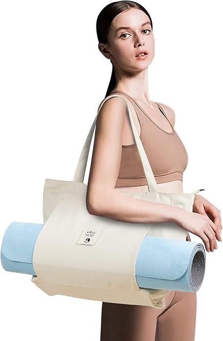 WLLWOO WLLWOO Yoga Bags for Women with Yoga Mats Bags Carrier Carryall Canvas Tote for Pilates Shoulder for Travel Office Beach Workout