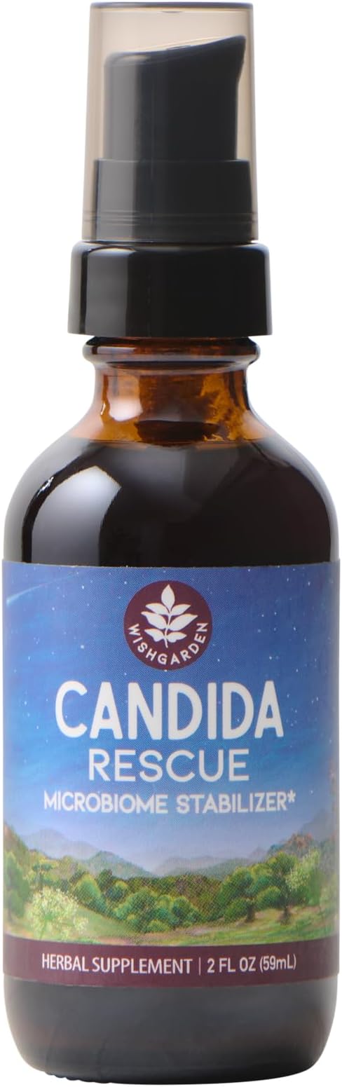 WishGarden Herbs Candida Rescue - Plant-Based Herbal Candida Cleanse Supplement with Echinacea, Usnea & Yerba Mansa, Effective Natural Support, 2oz