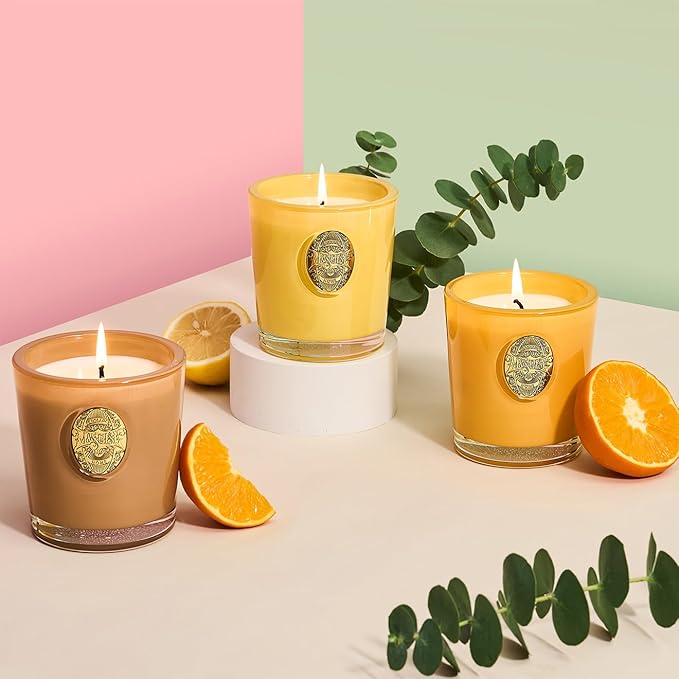 M&SENSE Natural Soy Candle | Sugared Lemon & Yellow | 9.2 oz, 50H Burn Time | Luxury Scented Candle for Relaxation, Gifting, Home Décor | Ideal for Bedroom, Office, Party Ambiance