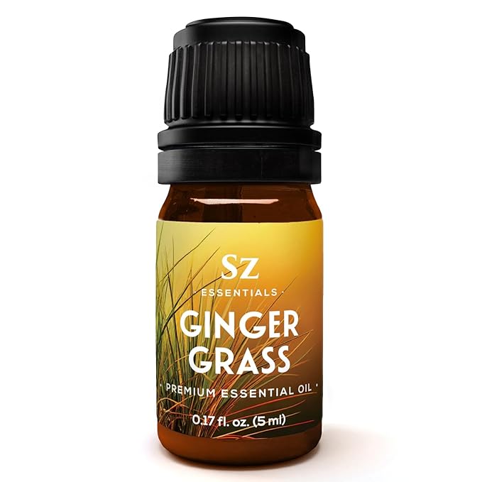 – Ginger Grass Essential Oil – 100% Pure & Undiluted (Cymbopogon martinii VAR. Sofia)– Fresh Citrusy Earthy Aroma – Aromatherapy, Perfumery, Skin Care – Therapeutic Grade - 1/6 oz. 5 mL