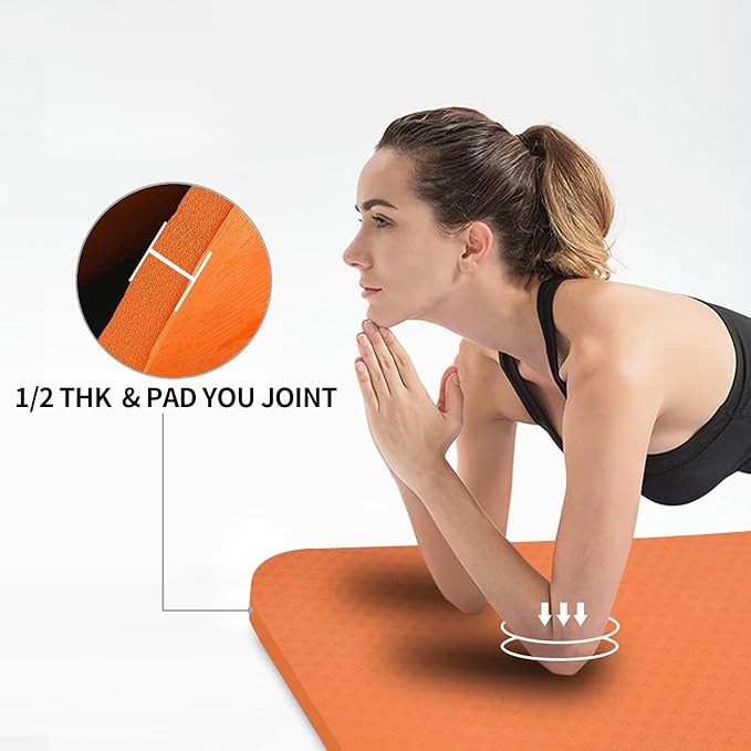 Hatha Yoga Large TPE Yoga Mat 6'x4'x1/2" Extra Thick Non-Slip Exercise Mat - for Yoga Pilates & Home Gym Workouts