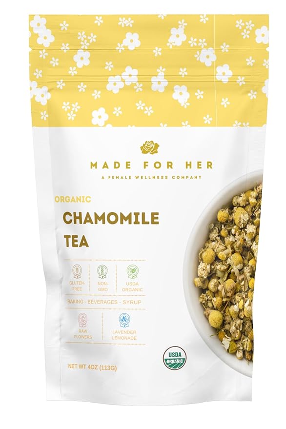Organic Chamomile Tea Loose Leaf – Calming Sleepy Time Drink for Relaxation & Stress Relief | Herbal Manzanilla Bedtime Tea | Caffeine-Free Digestive Tea | Soothing Night Time Tea Gifts