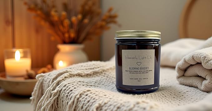 Heavenly Light LLC 100% Non-Toxic 9 oz Scented Soy Wax Candles Blooming Bouquet
