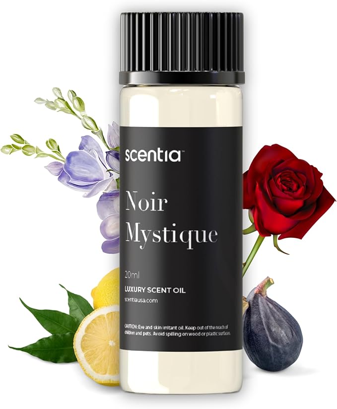 Scentia Noir Mystique – Hotel-Inspired Diffuser Oil, 20ml (0.67 fl oz) | Essential Oil Blend of Rose, Bergamot, Lemon & Musk | Luxury Aroma for Aromatherapy Diffusers & Humidifiers, Thanksgiving Gift