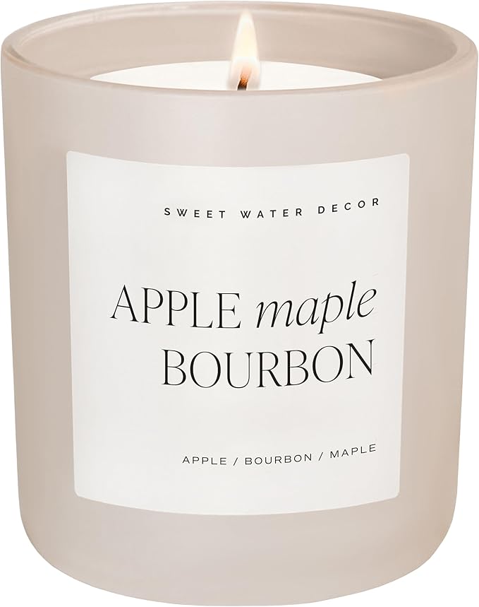 Sweet Water Decor Autumn Candle for Home, Scented - Apple Maple & Bourbon - Long Lasting 70 Hours Burn Time Candle Soy Wax - Decorative Candles Scented for Fall - Designed in USA 15oz