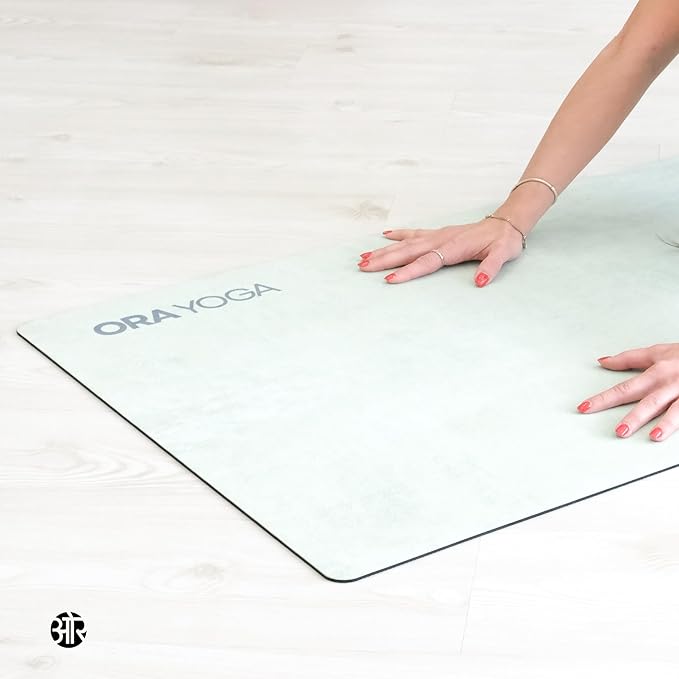ORA YOGA Non-Toxic Premium Suede Large Workout Mat - 3mm Thick With Strap - Eco-Friendly Exercise Mat for Women & Men - Non-Slip for Pilates, Gym, Home Workout