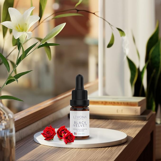 Levona Scents Oil Diffuser Essential Oils: Fragrance Oil for Diffuser - Black Velvette Diffuser Oils Scents - Woody Citrus with Herbal Floral Essential Oil Blends, Oakmoss, White Musk & Sandalwood