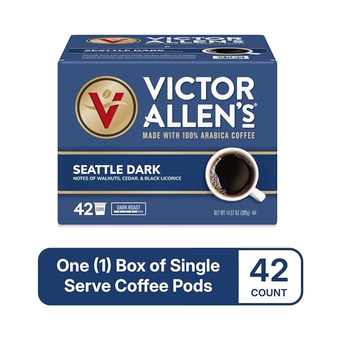 Victor Allen's Coffee Seattle Dark, Dark Roast, 42 Count, Single Serve Coffee Pods for Keurig K-Cup Brewers