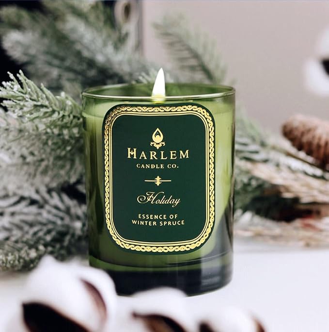 Harlem Candle Co. Holiday Luxury Candle, 11 oz Glass Jar, Double Wick, Soy Wax, Gift Box, Wild Berry, Rose, Absinthe, Angelica, Strawberry Musk, and Birchwood, 80 Hour Burn