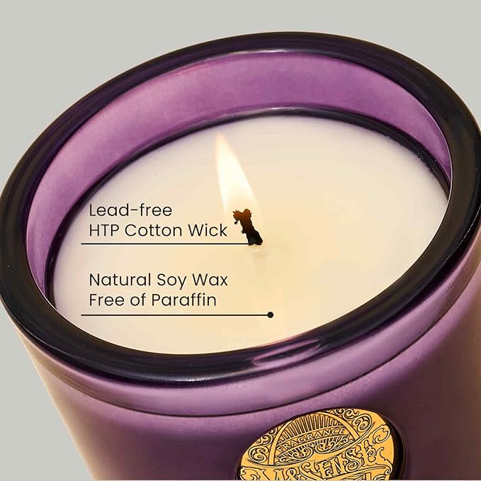 M&SENSE Natural Soy Candle | Lavender Citrus & Purple | 9.2 oz, 50H Burn Time | Luxury Scented Candle for Relaxation, Gifting, Home Décor | Ideal for Bedroom, Office, Party Ambiance