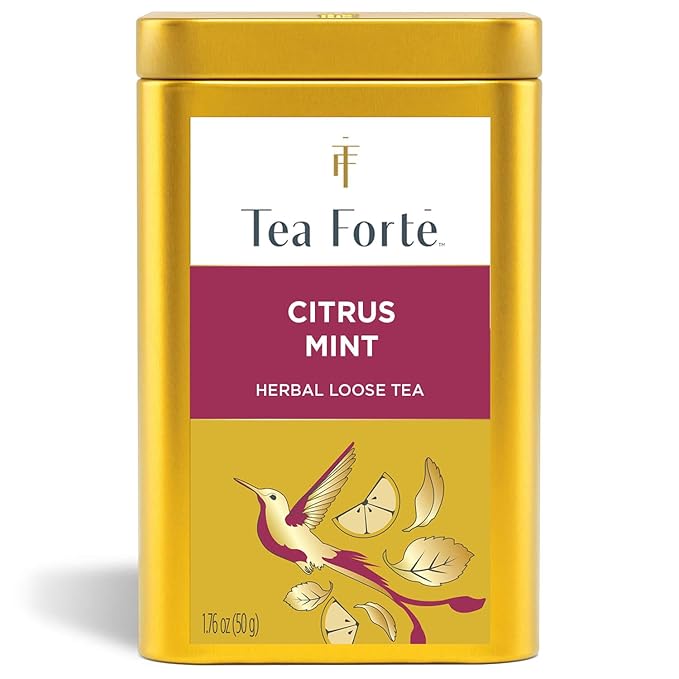 Tea Forte Citrus Mint Premium Loose Leaf Caffeine-Free Herbal Tea Blend Canister, Makes 35-50 Cups