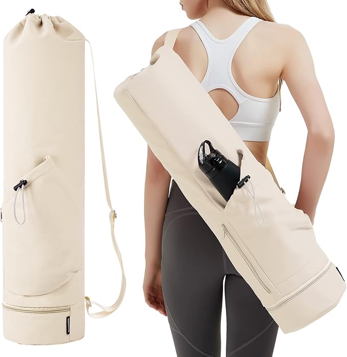 sportsnew Yoga Mat Bag with Water Bottle Pocket and Bottom Wet Pocket, Exercise Yoga Mat Carrier Multi-Functional Storage Bag, Patent pending