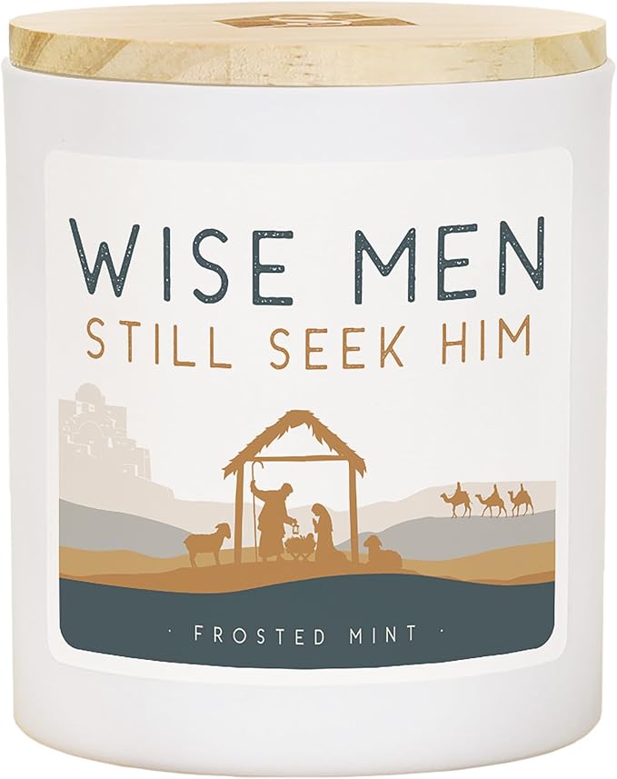 Simply Said, INC Christmas Candle, Wise Men Still Seek Him, Frosted Mint Scented 2 Wick 11 oz Premium Soy Candle, Hand Poured in USA, CDL1126