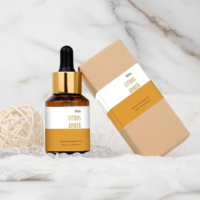 Citrus Amber Fragrance Oil, MitFlor Hotel Collection Diffuser Oil, Large Size Premium Fragrance Oil for Soap & Candle Making, Essential Diffuser Oil for Home Fragrance, 30ml