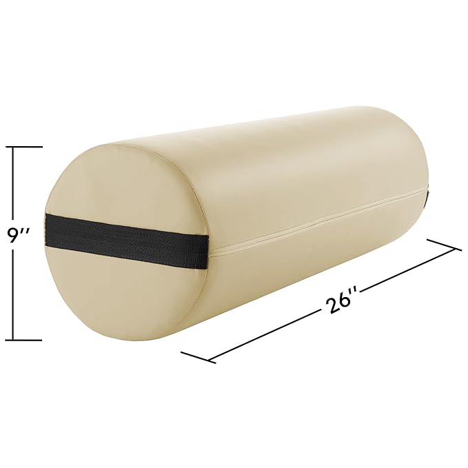 Saloniture Jumbo Round Massage Table Bolster Pillow Pad - 26 x 9 Inch - Cream
