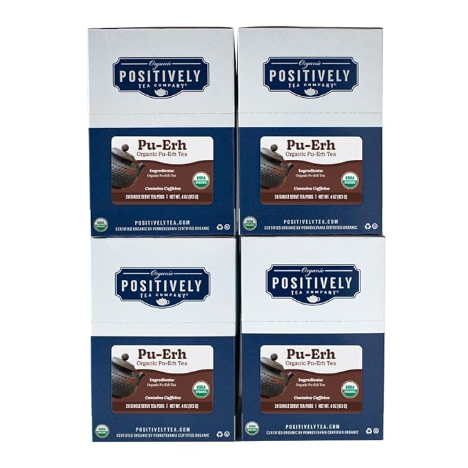 Organic Positively Tea Company, Pu-Erh Tea, K-Cup Compatible, 96 Pods