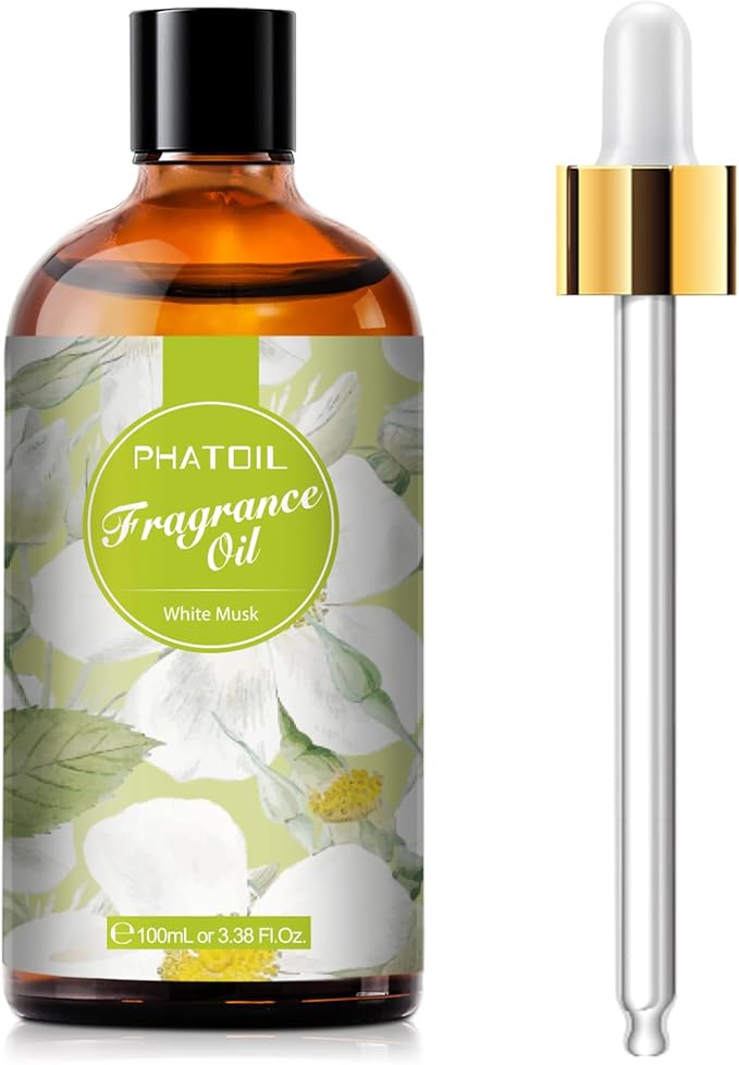PHATOIL 3.38FL.OZ White Musk Fragrance Oils for Aromatherapy, Essential Oils for Diffusers for Home, Perfect for Diffuser, DIY Candle and Soap Making, DIY Scented Products - 100ml