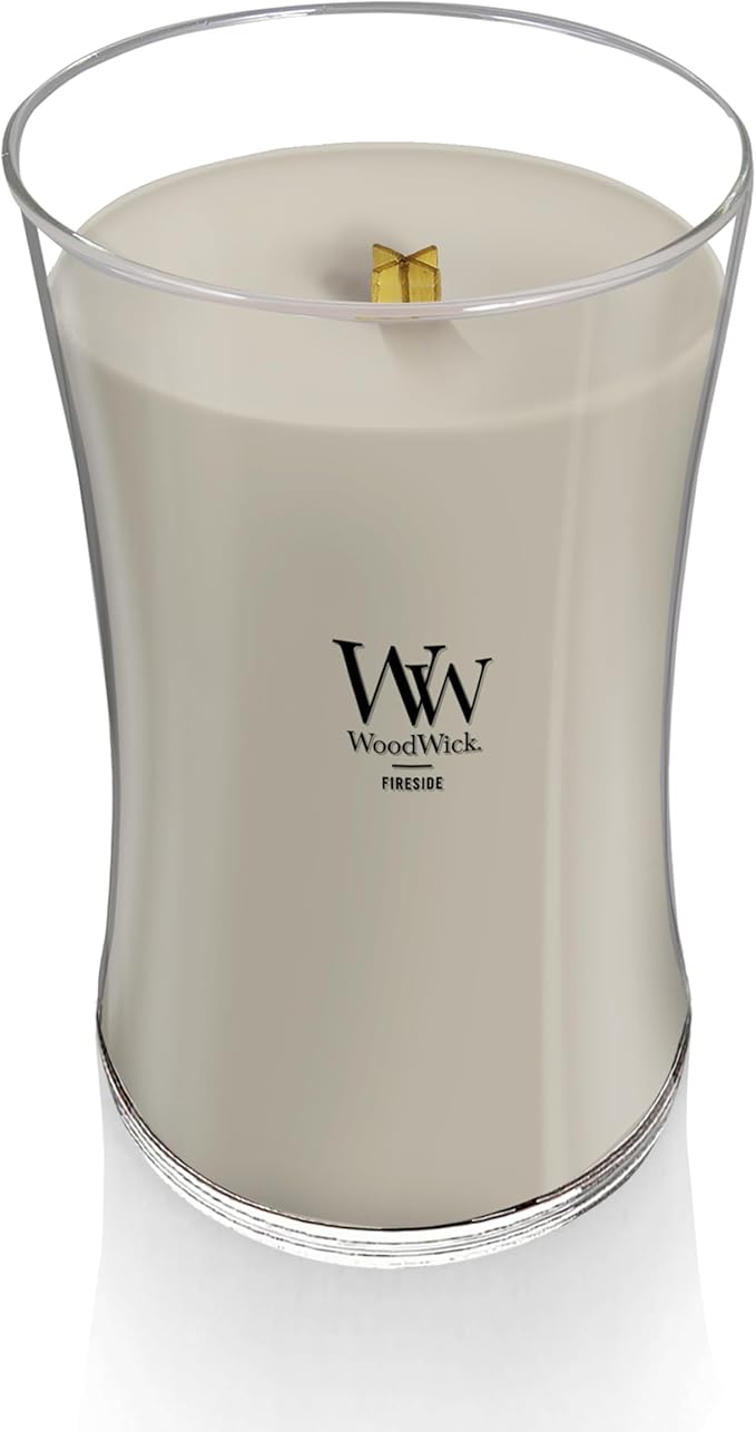 WoodWick Large Hourglass Fireside Candle Premium Soy Blend Wax Crackles as it burns Perfect for Gifting