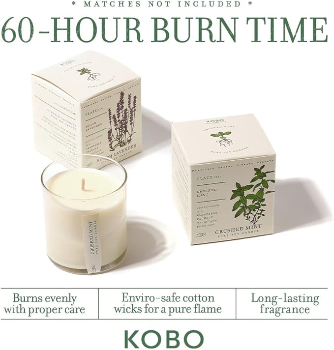 KOBO Rustic Pine Candle with Plantable Box (9 oz) | Plant The Box Collection, 100% Pure Soy Wax Candles | Hand-Poured in USA | Long Lasting 60 Hour Burning Candles | Scented Candles for Home