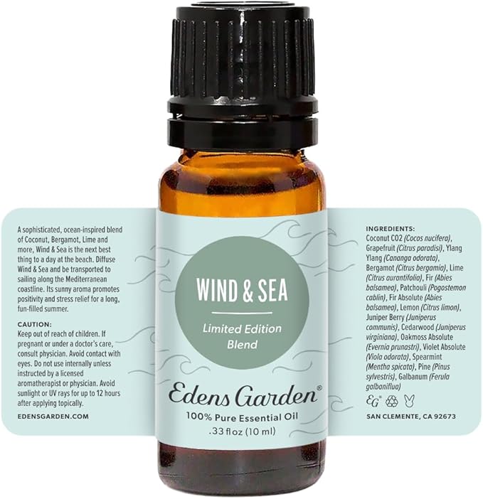Edens Garden Wind & Sea Essential Oil Blend- 100% Pure Premium Grade, Undiluted, Natural, Therapeutic, Aromatherapy, The Best for Diffusing, Candle, Laundry, Humidifiers 10 ml (.33 fl oz)