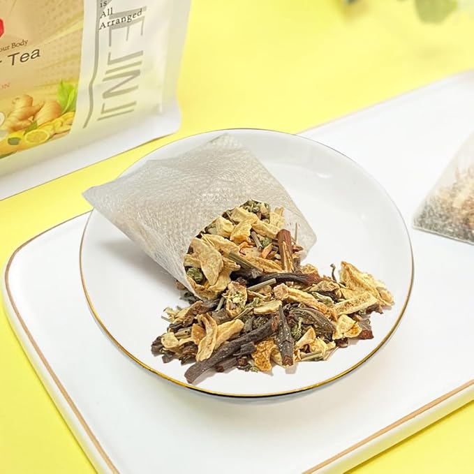 XIEJINJI Lemon Ginger Tea, 40 Tea Bags, 4.2g Each – Zesty & Warming Blend for Digestive Comfort, Immune Boost & Refreshing Energy