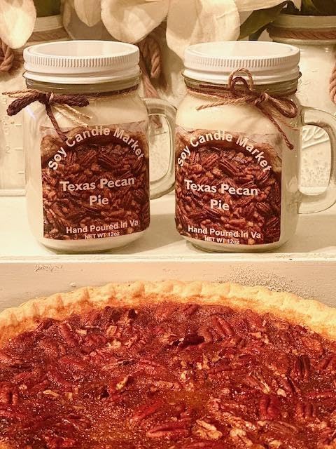 Soy Scented Candles | Handmade & Highly Aromatic Candles Burns Upto 85 Hours in Glass Jar - Perfect for Home Decor, Wedding, Birthday, Dinner (Texas Pecan Pie, 12 oz)