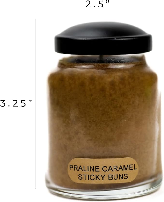 A Cheerful Giver - Praline Caramel Sticky Buns Baby Scented Glass Jar Candle (6oz) with Lid & True to Life Fragrance Made in USA