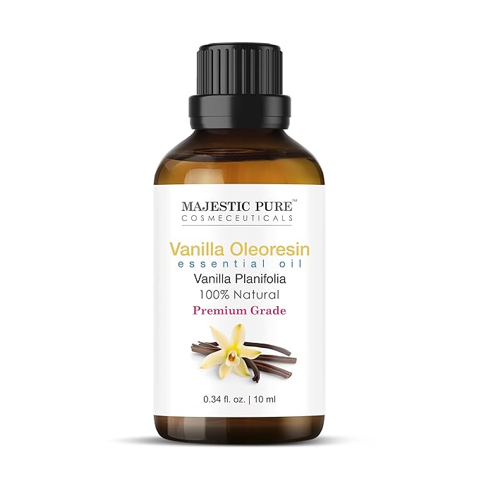 Majestic Pure Essential Oil with Glass Dropper - 100% Pure and Natural - Essential Oils for Diffuser, Aromatherapy, Soap and Candle Making, Vanilla Essential Oil, Vanilla Oil, 0.3 Fl Oz