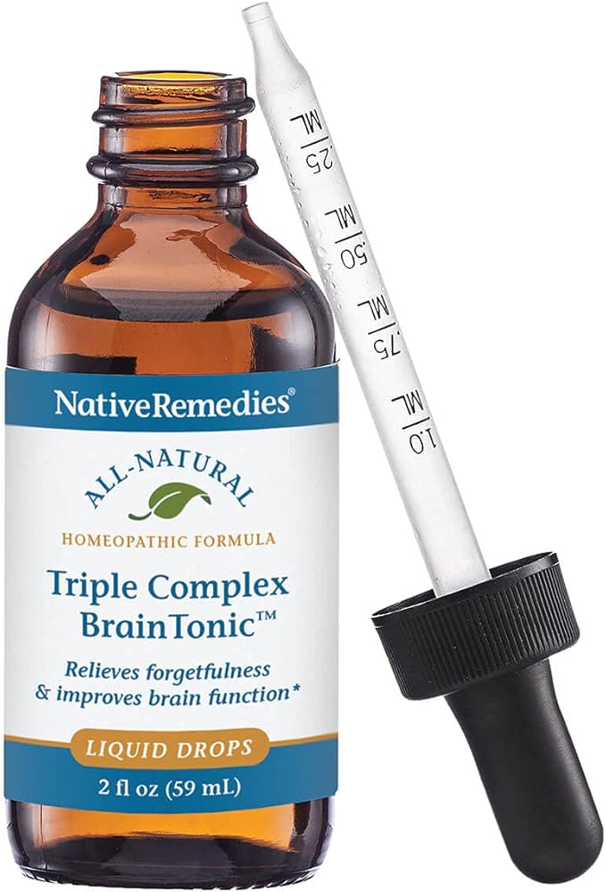 Native Remedies Triple Complex Brain Tonic - Natural Homeopathic Formula Relieves Forgetfulness, Mental Fatigue and Problems Concentrating - Supports Brain Function, Memory and Alertness - 59 mL