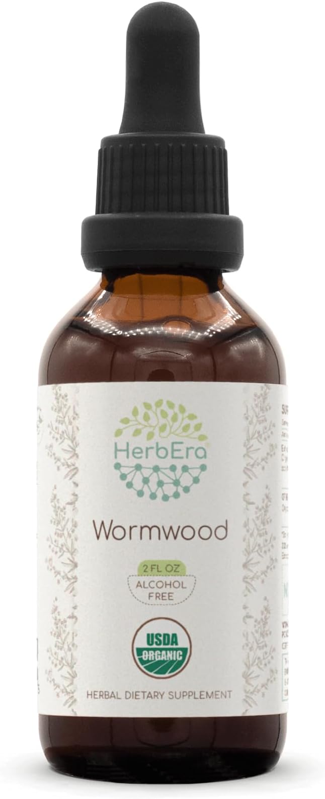 HerbEra Wormwood B60 USDA Organic Tincture | Alcohol-Free Extract, High-Potency Herbal Drops | Certified Organic Wormwood (Artemisia Absinthium) Dried Herb (2 oz)