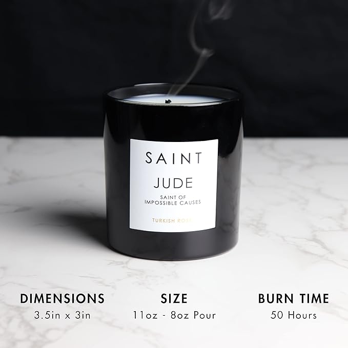 SAINT Jude Scented Candle with Prayer and Prayer Coin, Saint of Impossible Causes, Soy Coconut Aromatherapy Candle with 50 Hour Burn Time