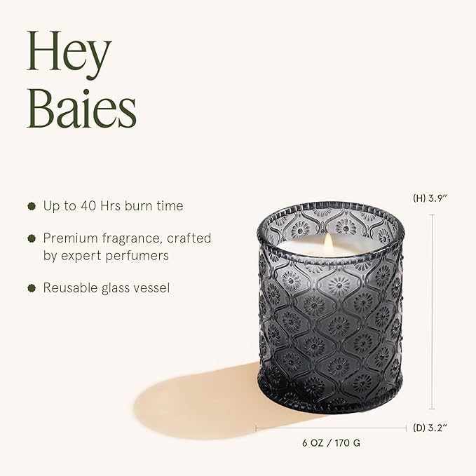 LA JOLIE MUSE Hey Baies Candles - Red Currant, Rose, Oakmoss | 6 oz Natural Soy Wax | 40 Hours Clean Burn | Berry Scented Candle | Gift-Ready for Hosts & Gatherings