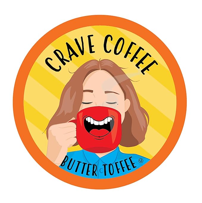 Crave Beverages Flavored Coffee Pods, Compatible with Keurig K-Cup Brewers, Butter Toffee, 100 Count