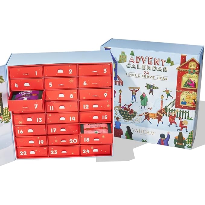 VAHDAM, Assorted New Year Tea Gift Set | Limited Edition Unique Hoilday Gift Box - 24 Flavors, 120 Individually Wrapped Pyramid Tea Bags | New Year 2026 Presents for Women, Men & Adults