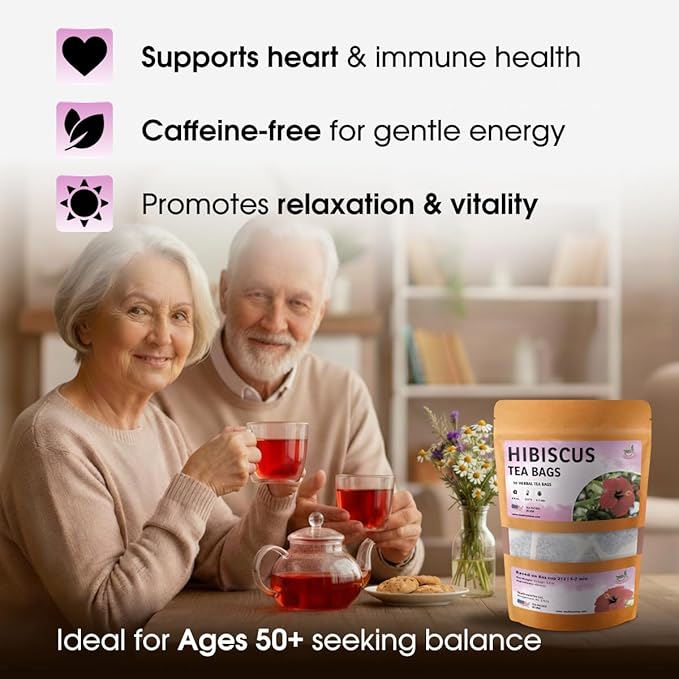 TeaDreamTea Hibiscus Tea Bags | 50 Bleach-Free Tea Bags | Caffeine Free | Dried Hibiscus Flowers | Hibiscus Flower Tea | Dried Flower Tea | Brew Hot or Iced |Herbal Hibiscus Tea