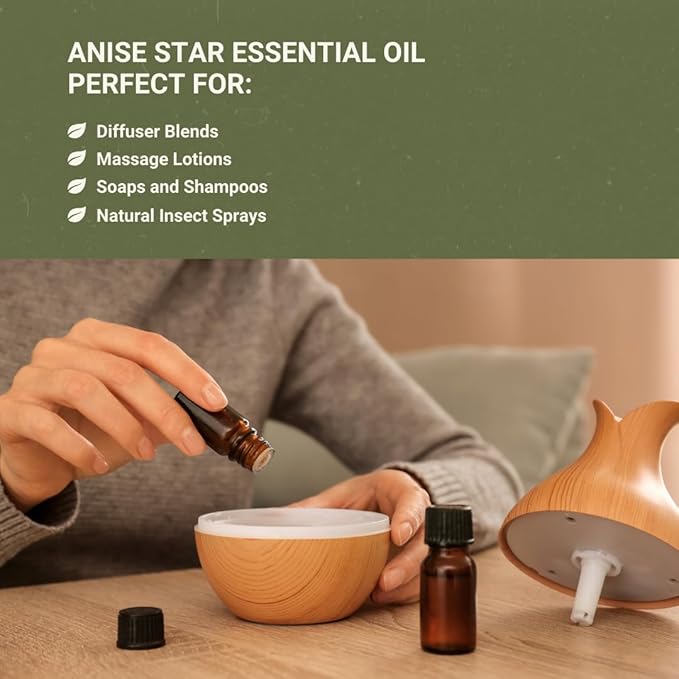 Star Anise Essential Oil - Direct from Malagassi Essential Oils - Premium Star Anise Seed Oil for Aromatherapy, Diffuser, Candle, Soap, Skin and Hair (8oz)