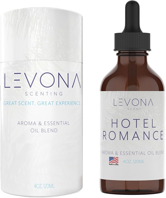 Levona Scent Essential Oil - Aroma for Home, Office, Hotel & Spa, Ideal for Humidifiers & Diffusers, Fragrance with Grapefruit Peel, Fresh Lemon, Litsea - 120ml / 4 fl oz, Hotel Romance