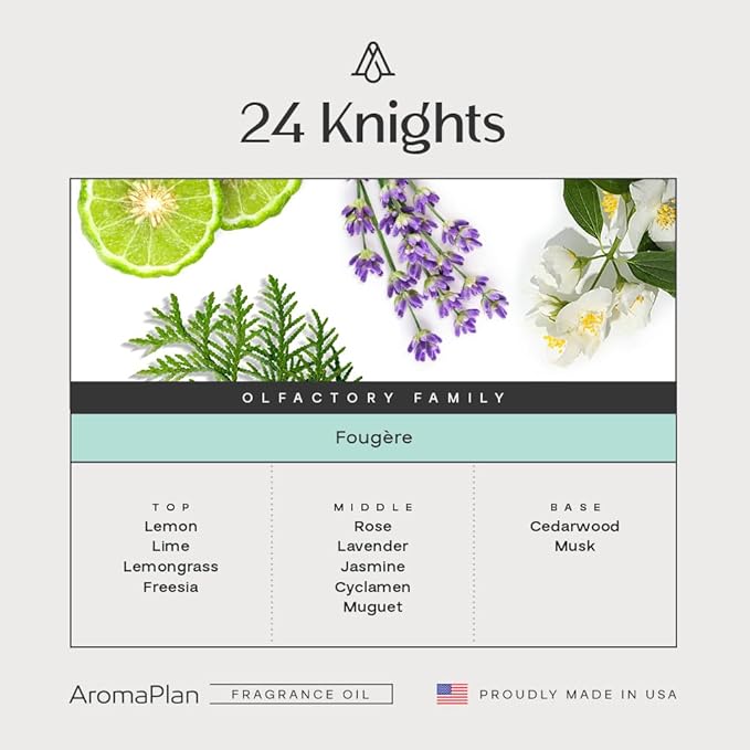 AromaPlan Hotel Scents 24 Knights 16 Fl Oz (473ml), Home Luxury Aroma & Hotel Diffuser Oil- Hotel Diffuser Oil for Aromatherapy- USA Made, Bigger Bottle, Bolder Aroma & Longer Lasting
