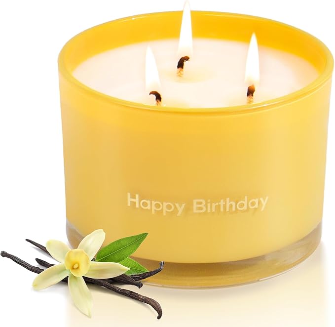 KONNI 3 Wick Vanilla Scented Candles, Home Soy Candles, 12.35oz Luxury Relaxing Aromatherapy Candle for Women Men, 50 Hours Long Lasting Clean Burning Jar Candle, Romantic Birthday Gift for Lover