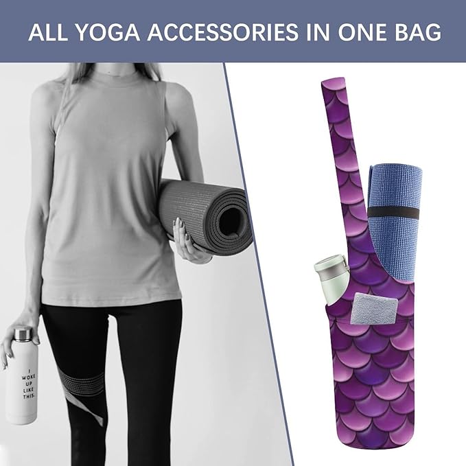 Meaudiwes Large Size Yoga Mat Bag with Long Strap, Yoga Mats Carrier Storage Bag, Exercise Mat Holder Accessories