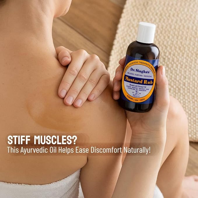 Dr. Singha's Mustard Rub, Original Ayurvedic Relaxing, Purifying, and Energizing Massage Oil - Made in USA, 6 oz