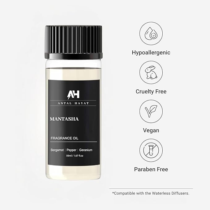Hotel Scents Diffuser Oil Mantasha 50ml – Inspired by Sauvage EDP – Bergamot, Pepper & Geranium – Premium Fragrance Oil for Waterless & Ultrasonic Diffuser – Luxury Scent Refill for Home & Office