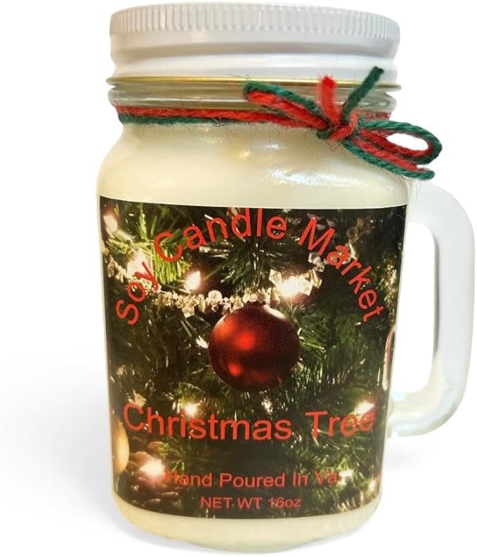 Soy Scented Candles | Handmade & Highly Aromatic Candles Burns Upto 85 Hours in Glass Jar - Perfect for Home Decor, Wedding, Birthday, Dinner (Christmas Tree, 12 oz)