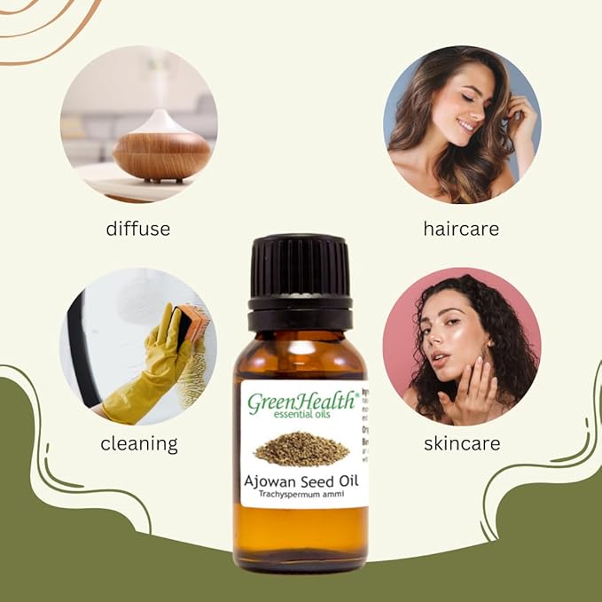 Ajowan Seed Essential Oil - 4 fl oz - Amber Glass Bottle w/Cap - GreenHealth