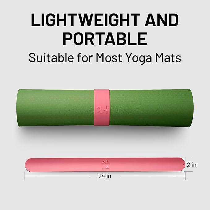 Slim Panda Yoga Mat Strap Slap Band, One Snap Keeps Mats Tightly Rolled, Heavy-Duty Clasp Fits Most Size Mats(24" L X 2" W)